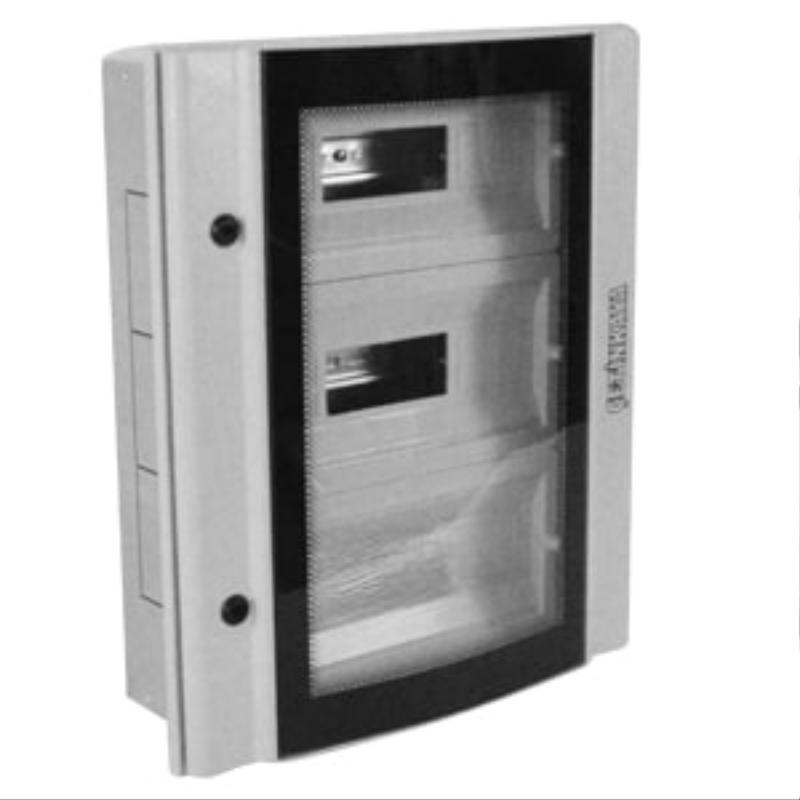 Корпус щита распределительного 450х500х100мм DIN-рейки 40M(2х20) навесной прозр. дверца из гнутого стекла метал. сер. Cetinkaya Pano CPD4505010SAPS