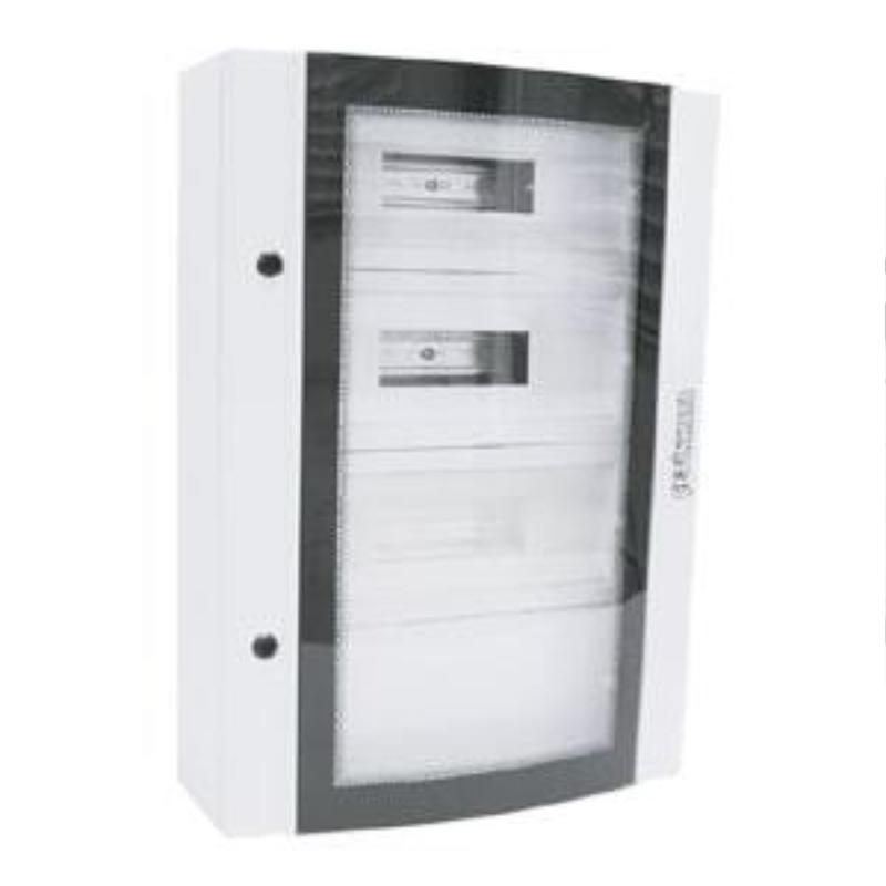 Корпус щита распределительного 450х500х150мм DIN-рейки 40M(2х20) с глухой панелью навесной прозр. дверца из гнутого стекла метал. сер. Cetinkaya Pano CPD4505015SUPP