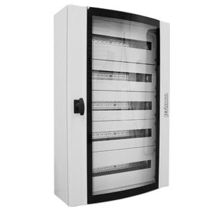 Корпус щита распределительного 600х1200х250мм DIN-рейки 168M(7х24) навесной прозр. дверца из гнутого стекла метал. сер. Cetinkaya Pano CPD6012025SUMS