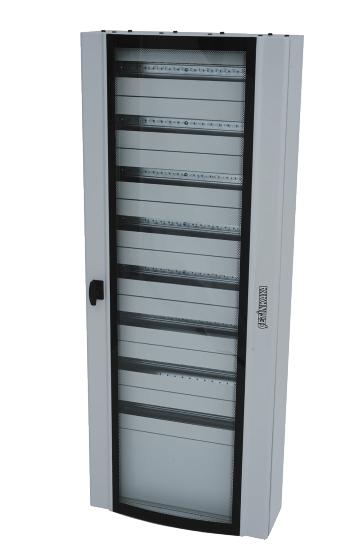 Корпус щита распределительного 600х1500х250мм DIN-рейки 216M(9х24) навесной прозр. дверца из гнутого стекла метал. сер. Cetinkaya Pano CPD6015025SUMS