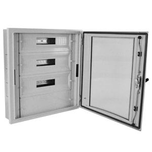 Корпус щита распределительного 600х750х100мм DIN-рейки 80M(4х20) встраив. прозр. дверца из гнутого стекла метал. сер. Cetinkaya Pano CPD6007510SAPP