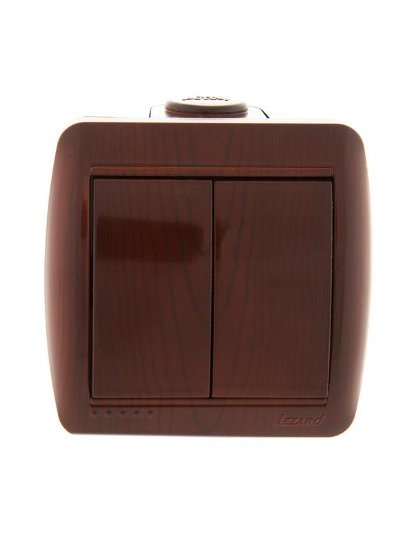 Выключатель 2-кл. ОП Nata 10А IP20 вишня LEZARD 710-0600-101