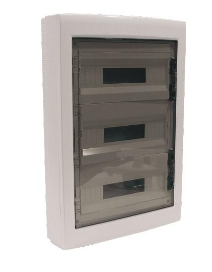 Корпус щита распределительного для модульного оборудования 54M(18х3) навесной прозр. затемненная дверца Cetinkaya Pano CP30954
