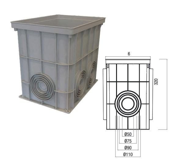 Коробка распределительная 360х260х320мм 6 выводов без крышки пластик сер. Cetinkaya Pano CP362633
