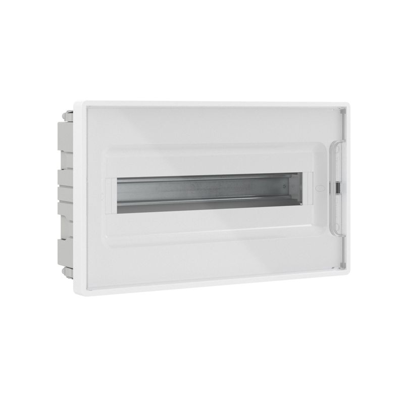 Щиток встраиваемый FRAME 18мод. для полых стен с прозр. дверцей с 2 шинами PEN на 8 и 10 отверст. бел. DKC F18B3WT