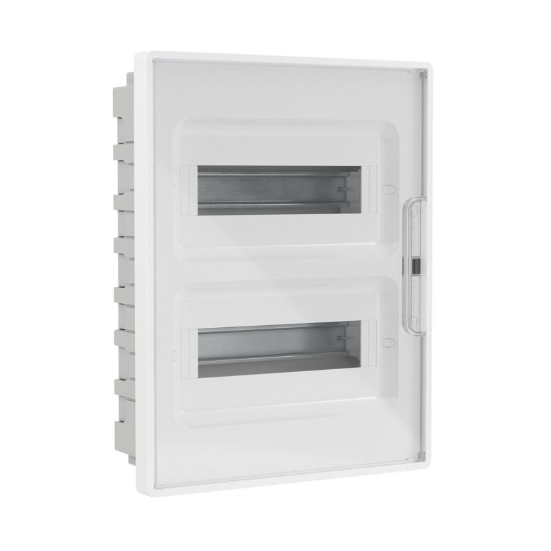 Щиток встраиваемый FRAME 24мод. для полых стен с прозр. дверцей с 4 шинами PEN (2шт на 8 отверст. и 2шт на 6 отверст.) бел. DKC F24B3WT