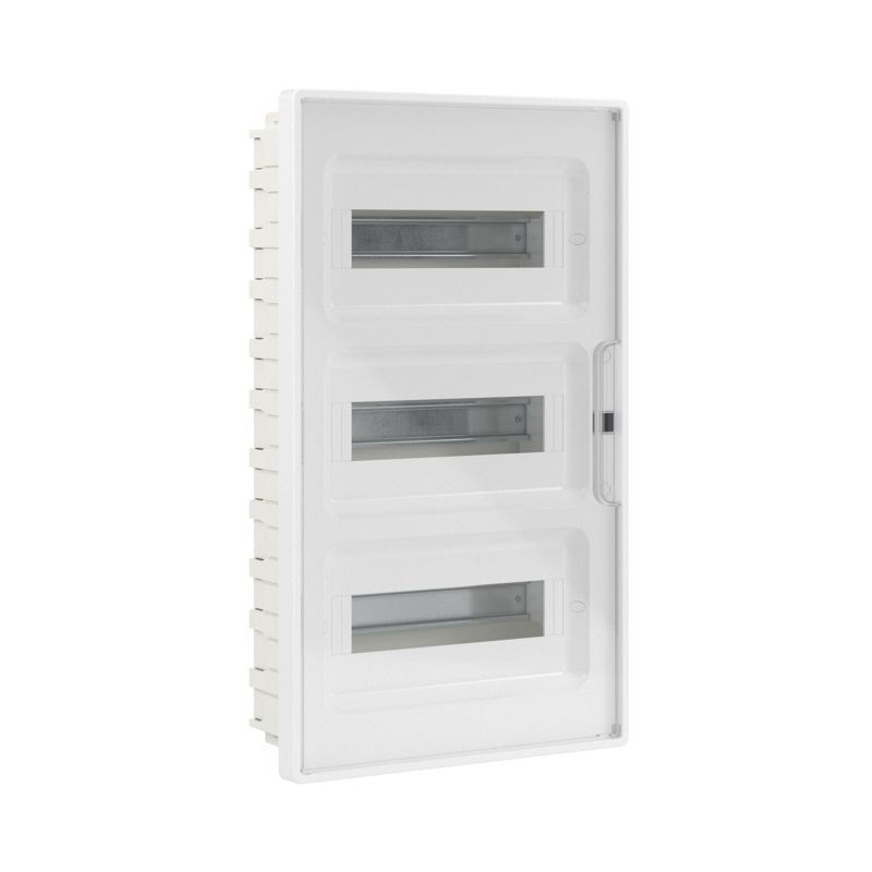 Щиток встраиваемый FRAME 36мод. с прозр. дверцей с 4 шинами PEN (2шт на 8 отверст. и 2шт на 10 отверст.) бел. DKC F36B1WT
