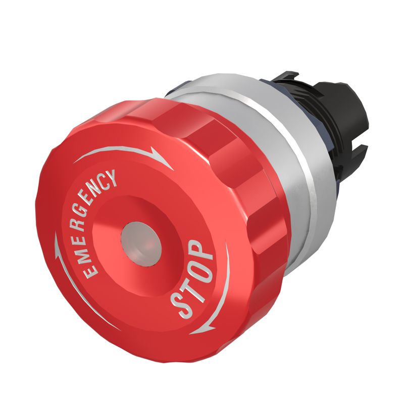 Кнопка грибовидная аварийная d40 поворотн. алюм. кольцо DKC M22E-MLLRA