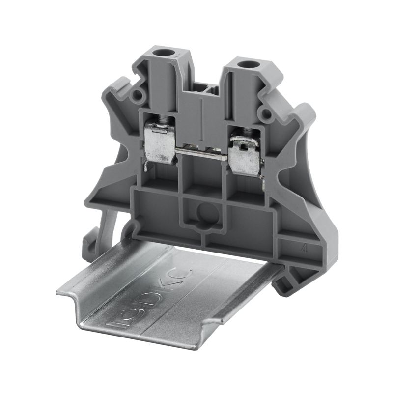 Клемма проходная винтовой зажим; 2 точки подключения; 4кв.мм сер. DKC TUR-4R