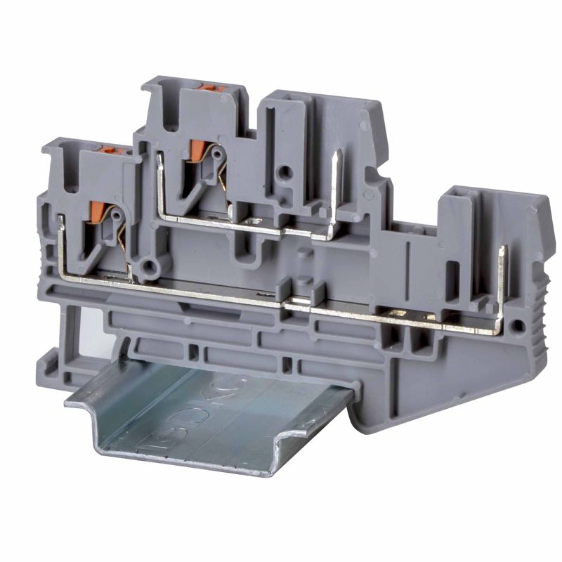 Клемма двухуровневая проходная под вставной штекер зажим push-in; 4 точки подключения; 2.5кв.мм сер. DKC VPRTT-2.5-2P-PV