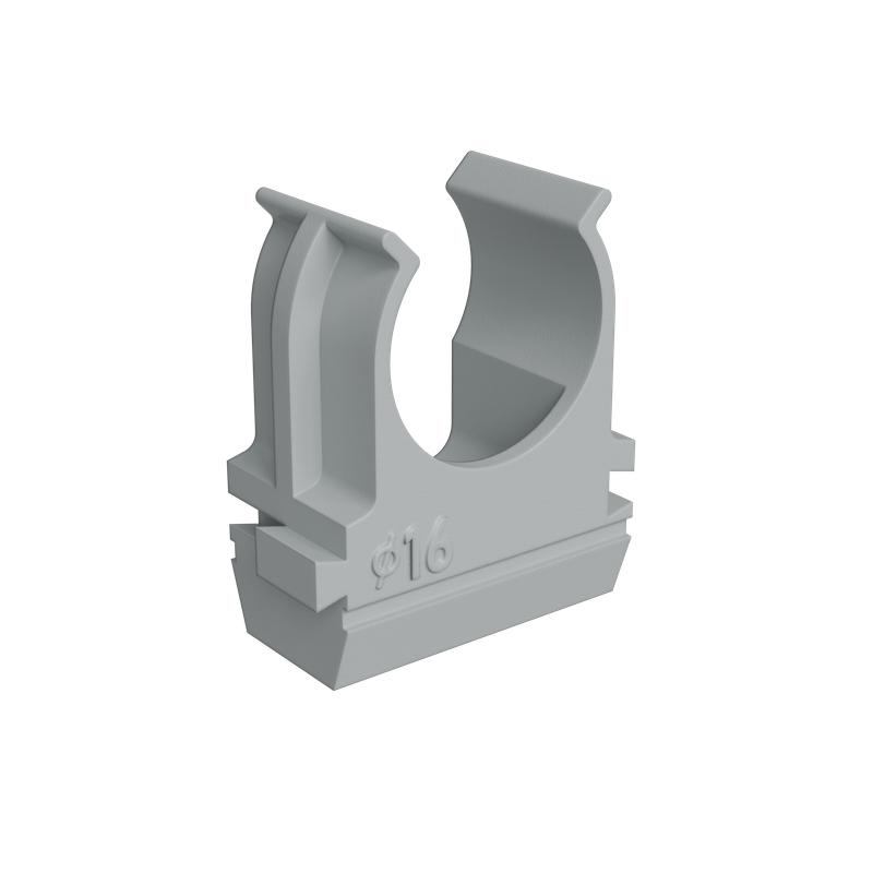 Крепеж-клипса для пластик. труб d16мм сер. (уп.100шт) КМ LO67224