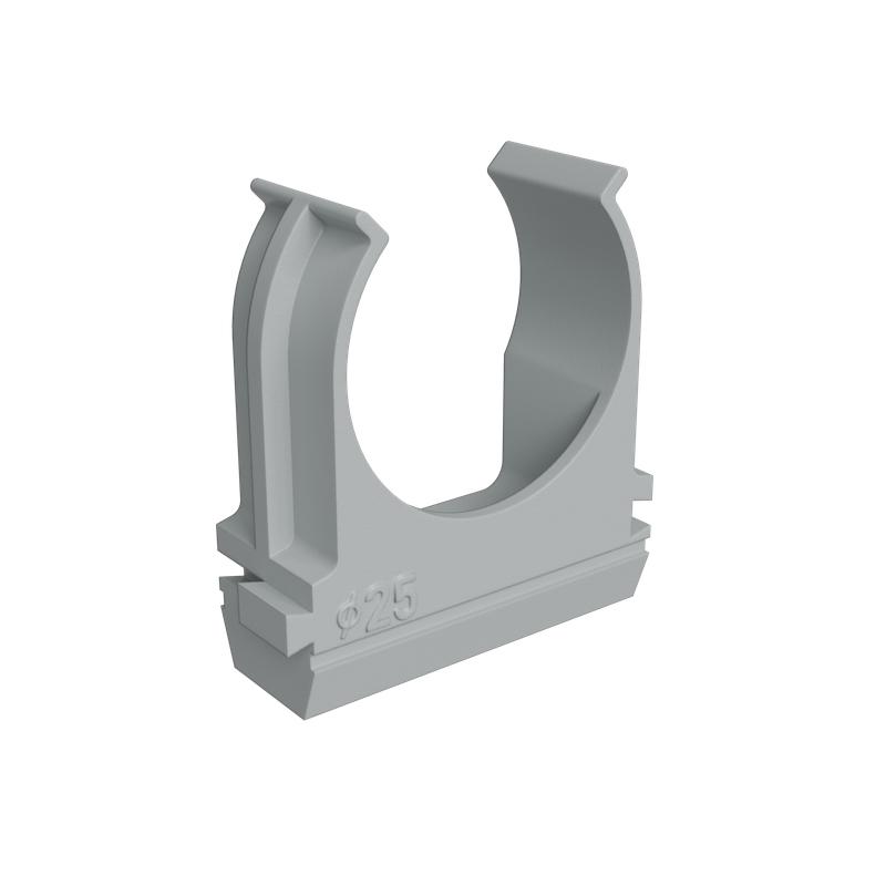 Крепеж-клипса для пластик. труб d25мм сер. (уп.100шт) КМ LO67226