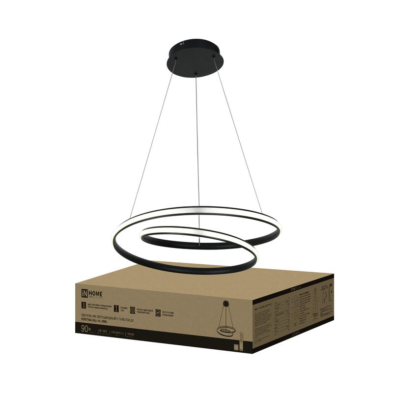 Светильник светодиодный ESTETIKA DALI-HL-90BL 90Вт 3000-6500К 230В 500х500х120мм 1.2м трос ДУ черн. IN HOME 4690612062402