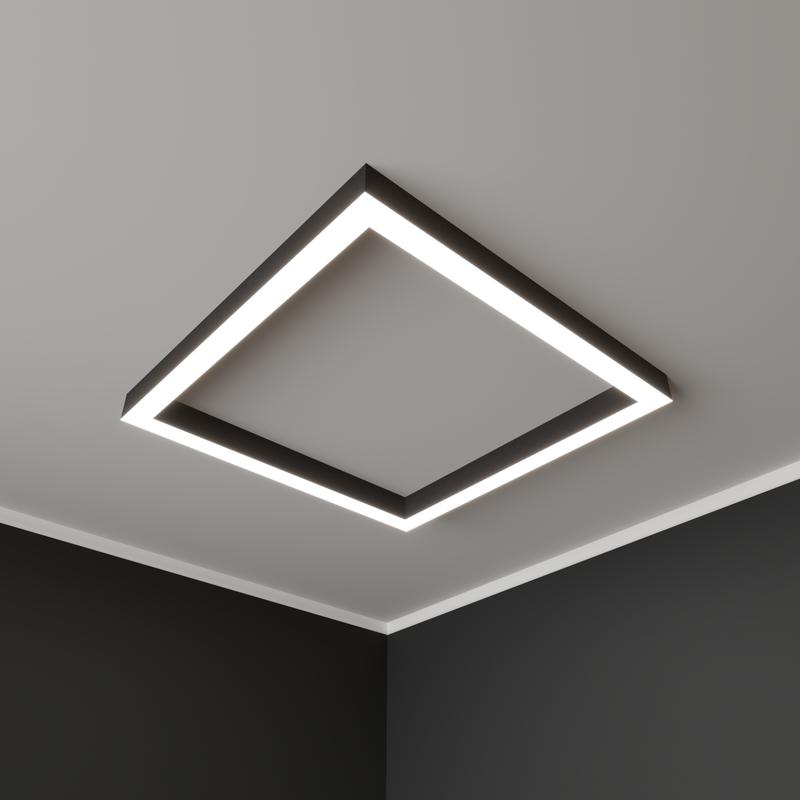 Светильник светодиодный RVE-PLS5070-BOX-1011-N 105Вт 4000К 1011х1011х70мм сег. 1011мм 50х70мм квадрат накладной RAL9006 муар сер. RVElektro RVE00018659