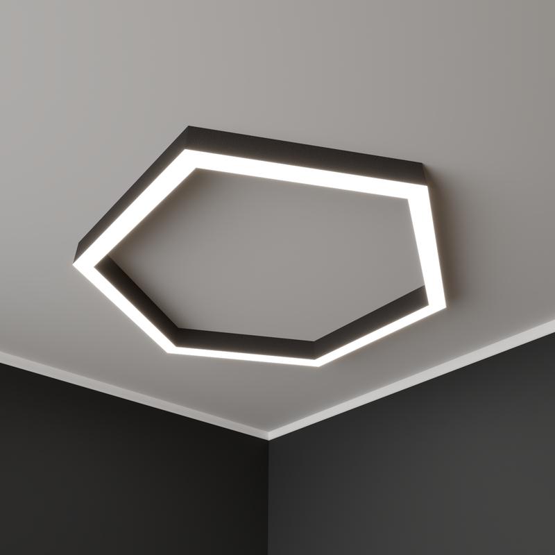 Светильник светодиодный RVE-PLS5070-HEXA-550-N 39Вт 4000К 550х476х70мм сег. 275мм 50х70мм шестиугольник накладной RAL9006 муар сер. RVElektro RVE00018674