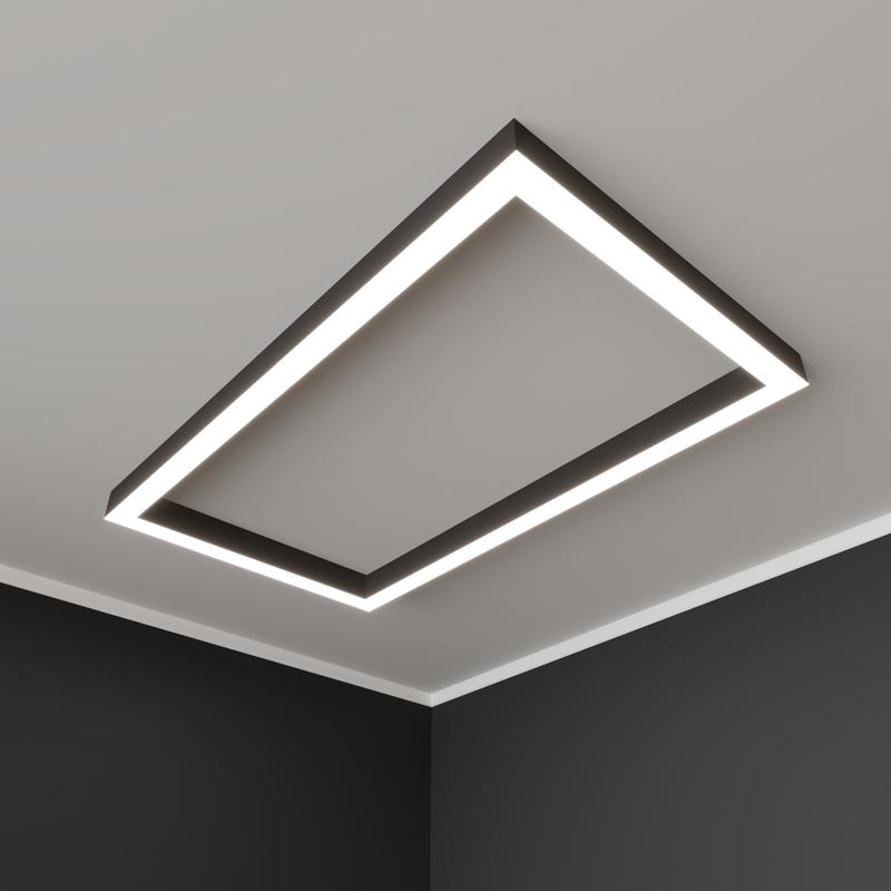 Светильник светодиодный RVE-PLS5070-CUADRO-1971-N 157Вт 4000К 1971х1011х70мм сег. 1491мм 50х70мм прямоугольник накладной RAL9006 муар сер. RVElektro RVE00018719