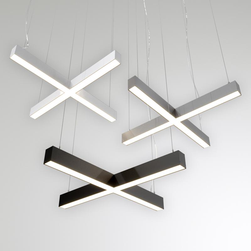 Светильник светодиодный RVE-PLS5070-KRESCENT-985-P 52Вт 4000К 985х985х70мм сег. 493мм 50х70мм крест подвесной RAL9006 муар сер. RVElektro RVE00018689