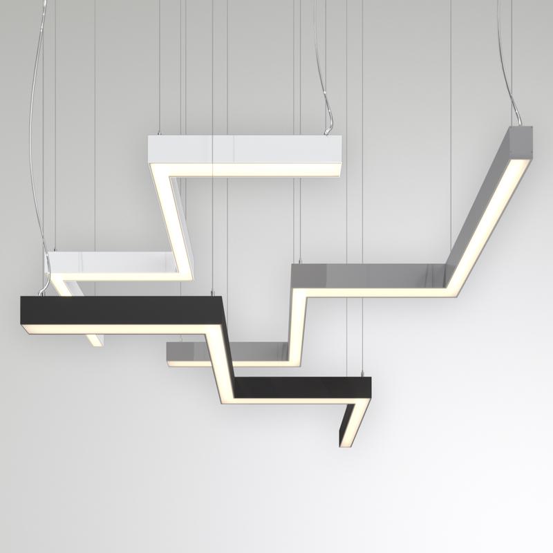 Светильник светодиодный RVE-PLS5070-BARRE-M-1363-P 49Вт 4000К 1363х394х70мм сег. 507мм 50х70мм зигзаг M подвесной RAL9006 муар сер. RVElektro RVE00018697