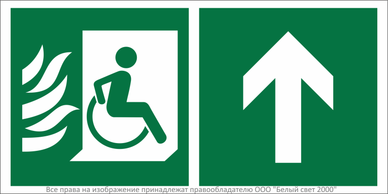 Знак безопасности BL-3015B.E87 "Эвакуационные пути для инвалидов прямо" Белый свет a32505