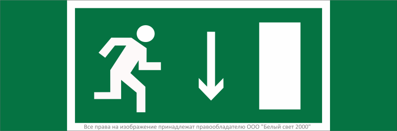 Знак безопасности NPU-3311.E09 "Указатель двери эвакуационного выхода (прав.)" Белый свет a32672