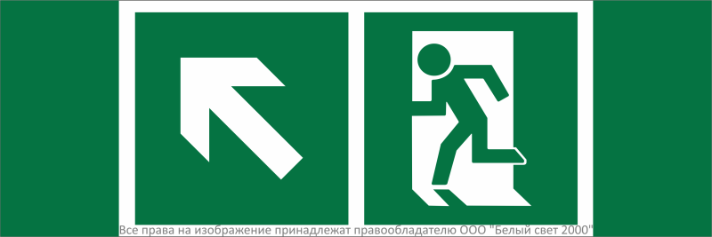Знак безопасности NPU-3311.E34 "Направление к эвакуационному выходу налево вверх" Белый свет a32685