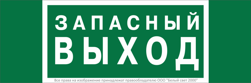 Знак безопасности NPU-3311.E43 "Запасный выход" Белый свет a32693