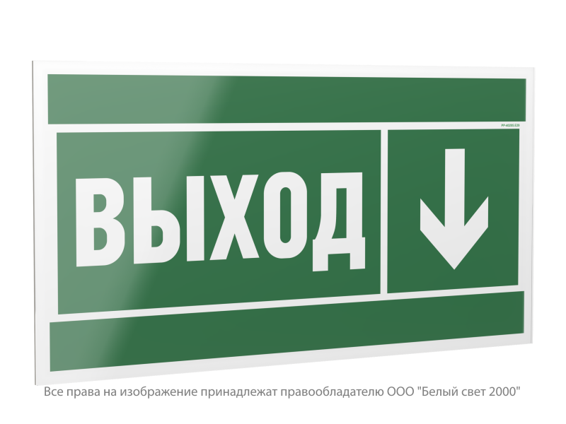 Знак безопасности PP-40205.E29 "Направление к эвакуационному выходу вниз" Белый свет a31714