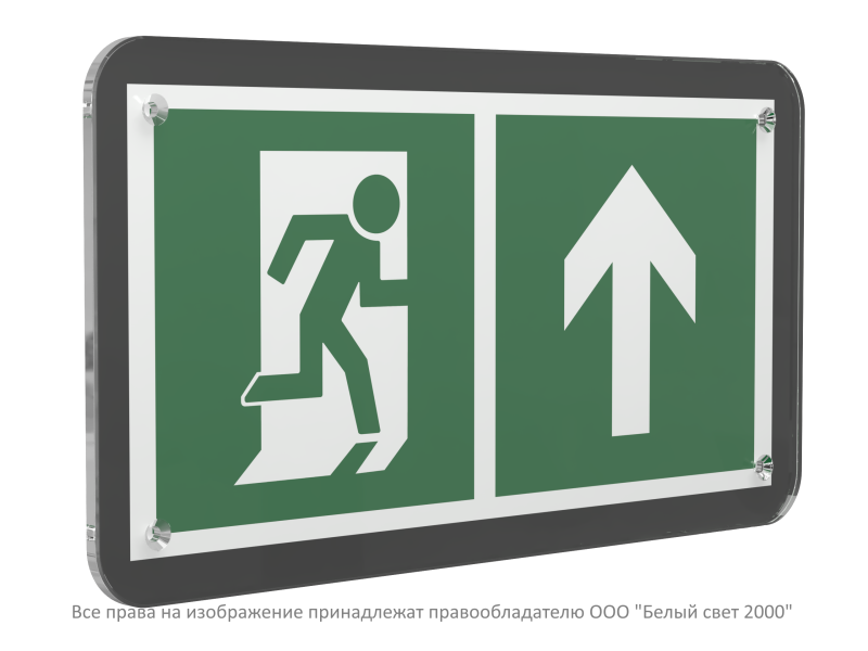 Знак безопасности PS-33186-Black.E38 "Направление к эвакуационному выходу прямо" Белый свет a32981