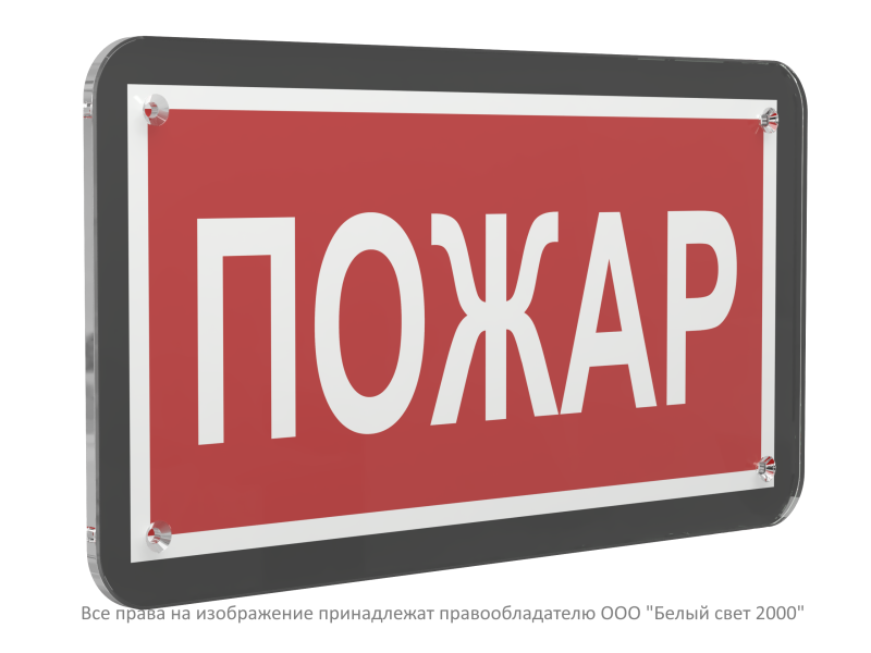 Знак безопасности PS-33186-Black.F20 "Пожар" Белый свет a32999
