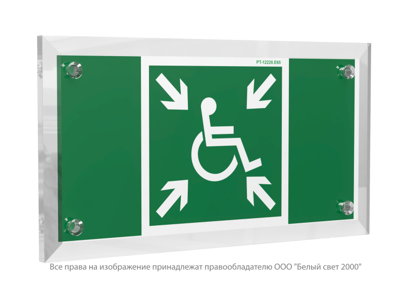 Знак безопасности PT-12228.E65 "Пункт (место) сбора МГН (безопасная зона МГН)" Белый свет a20918