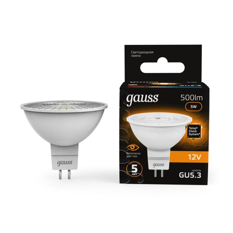 Лампа светодиодная Black 5Вт MR16 софит 3000К тепл. бел. GU5.3 500лм DC 12В GAUSS 201505105