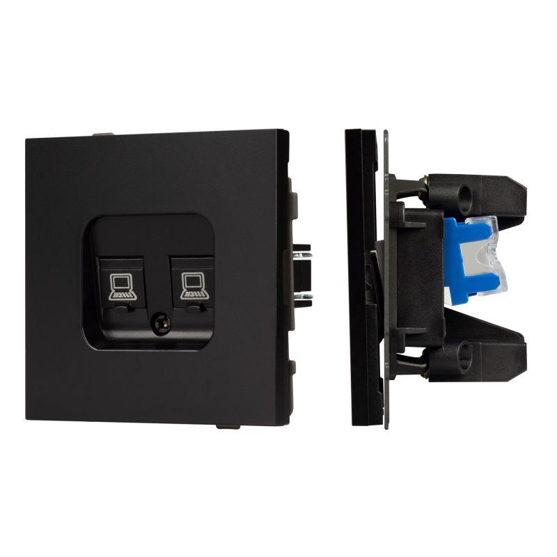 Розетка компьютерная 2-м SCT-TENDO-MPC2-PL-BK RJ45 кат.6 механизм Arlight 054101