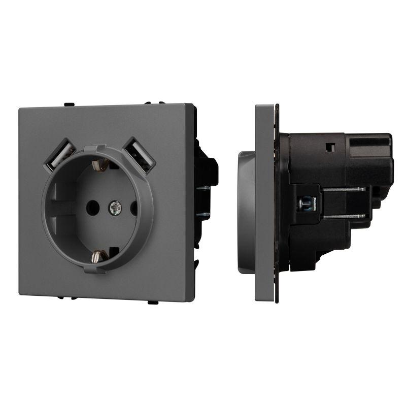 Розетка SCT-NOBE-MUAA-SFPL-GR 16А 230В с USB зарядкой механизм Arlight 054291