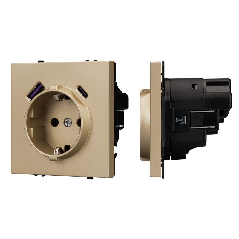 Розетка SCT-NOBE-MUAC-SFPL-GD 16А 230В с USB зарядкой механизм Arlight 054286