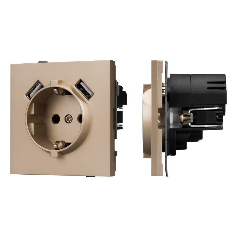 Розетка SCT-TENDO-MUAA-PL-GD 16А 230В с USB зарядкой механизм Arlight 054085