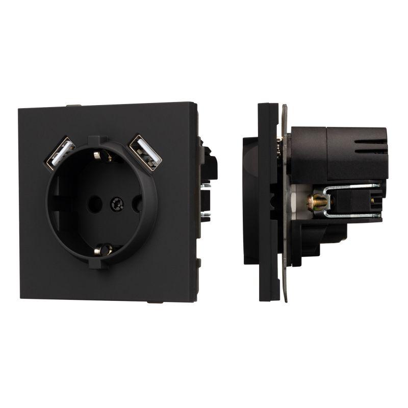 Розетка SCT-TENDO-MUAA-SFPL-BK 16А 230В с USB зарядкой механизм Arlight 054603