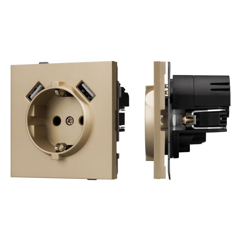 Розетка SCT-TENDO-MUAA-SFPL-GD 16А 230В с USB зарядкой механизм Arlight 054604