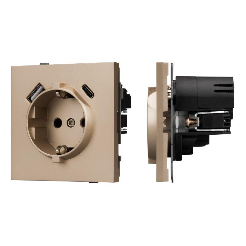 Розетка SCT-TENDO-MUAC-PL-GD 16А 230В с USB зарядкой механизм Arlight 054089