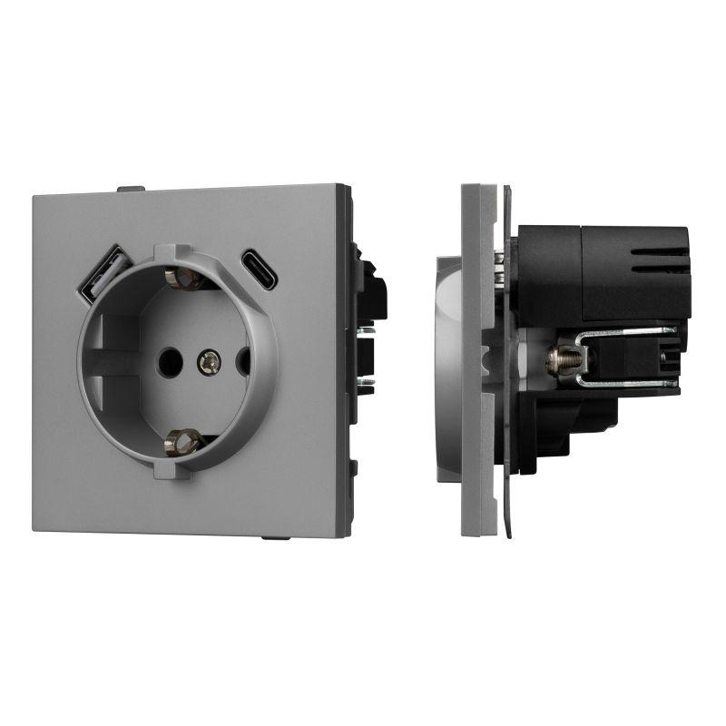 Розетка SCT-TENDO-MUAC-PL-GR 16А 230В с USB зарядкой механизм Arlight 054088