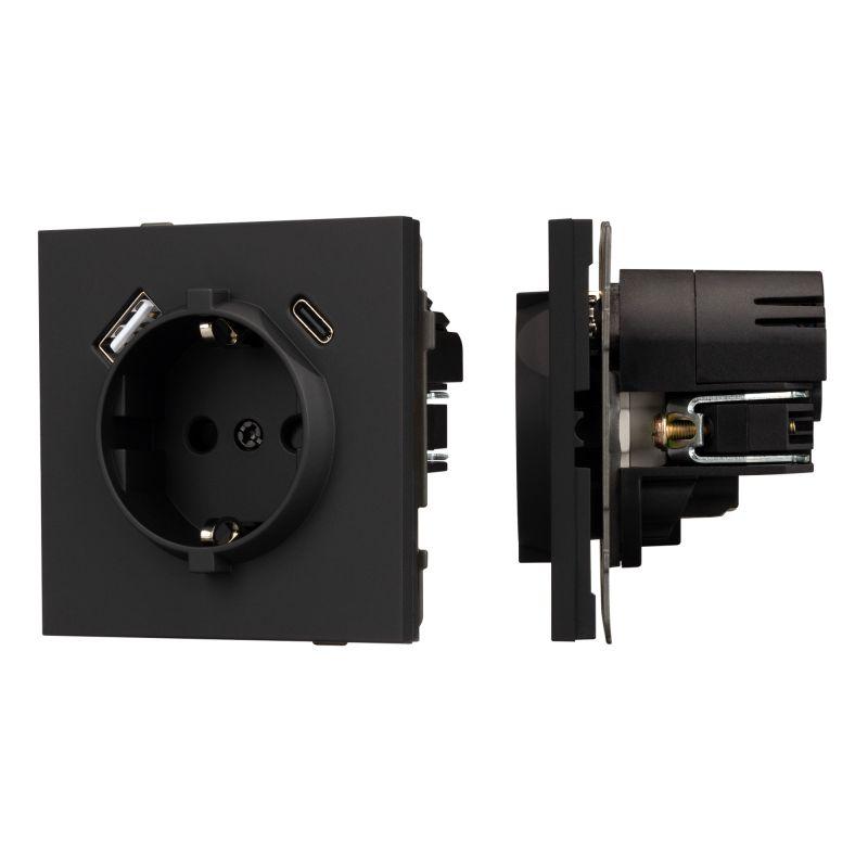 Розетка SCT-TENDO-MUAC-SFPL-BK 16А 230В с USB зарядкой механизм Arlight 054607