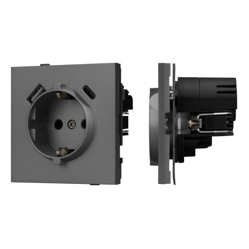 Розетка SCT-TENDO-MUAC-SFPL-GR 16А 230В с USB зарядкой механизм Arlight 054609