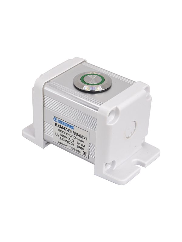 Пост управления BXM47-B1/22-65У1 1 цилиндрическая кнопка 1C1NO1NC зел. Электротехник ET020099