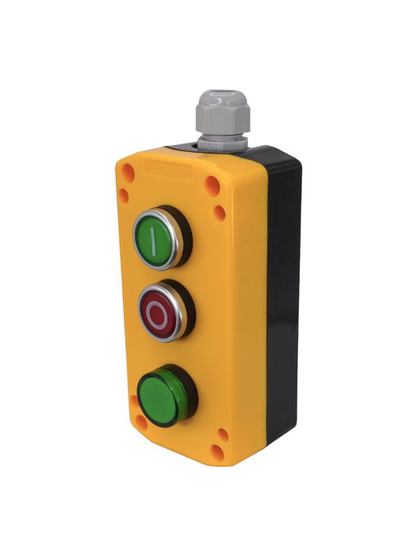 Пост управления ПКУ-22-33V1M-65У1 1 цилиндр "I" НО зел.; 1 цилиндр "O" НЗ красн.; лампа зел. 220В AC IP65 Электротехник ET526988