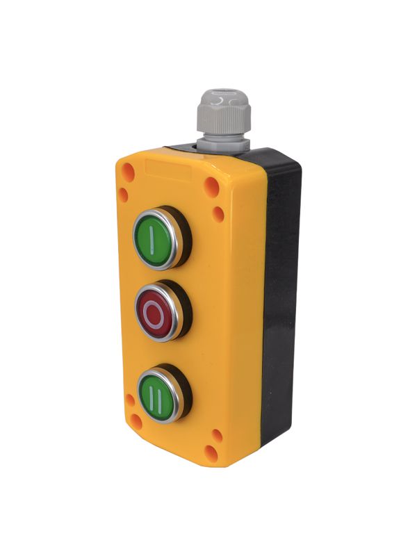 Пост управления ПКУ-22-3401-65У1 1 цилиндр "I" НО зел.; 1 цилиндр "II" НО зел.; 1 цилиндр "O" НЗ красн.; IP65 Электротехник ET526981