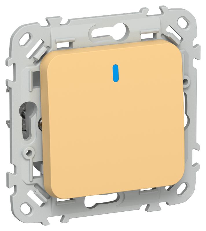 Выключатель кнопочный 1-кл. СП FLITE ВС11-2-1-ФлЗ 10А с индикацией механизм золотарник IEK FI-V14-1-10-1-K90