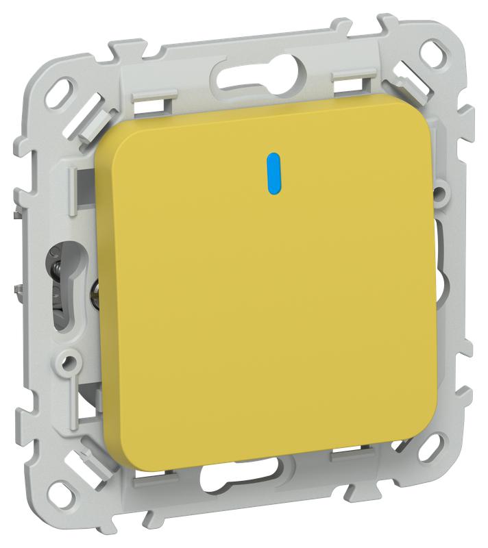 Выключатель проходной 1-кл. СП FLITE ВС61-1-1-ФлЖК 10А с индикацией механизм желт. карри IEK FI-V12-1-10-1-K44