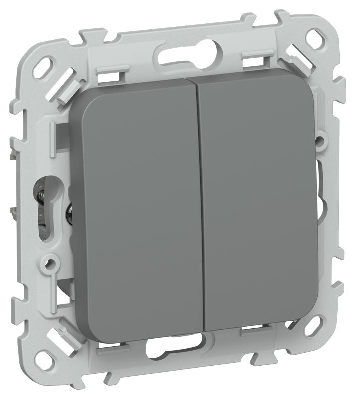 Выключатель кнопочный 2-кл. СП FLITE ВС12-2-0-ФлМА 10А механизм мокрый асфальт IEK FI-V24-0-10-1-K80