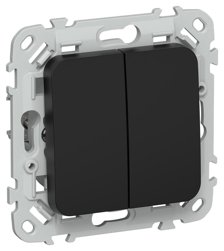 Выключатель кнопочный 2-кл. СП FLITE ВС12-2-0-ФлЧ 10А механизм черн. IEK FI-V24-0-10-1-K02