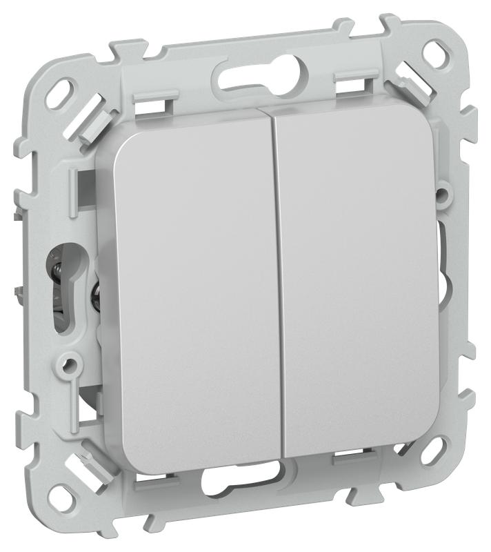 Выключатель кнопочный проходной 2-кл. СП FLITE ВС62-2-0-ФлА 10А механизм алюм. IEK FI-V28-0-10-1-K47