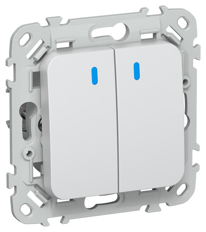 Выключатель кнопочный 2-кл. СП FLITE ВС12-2-1-ФлЖ 10А с индикацией механизм жемчуж. IEK FI-V24-1-10-1-K36